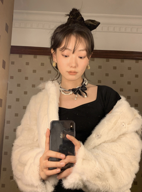 花筏金橘叶手工串珠简约时髦耳钉