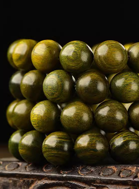 普陀山天然绿檀木手串女款红玛瑙