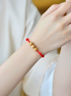 普陀山本命年桃木护身符压惊红绳