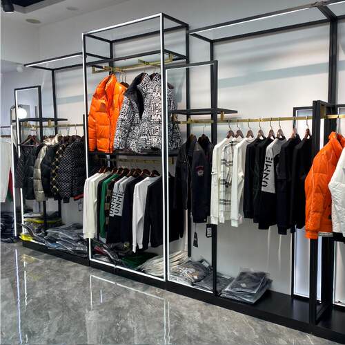 服装店展示架落地式货架带灯发光挂衣架子男女装中岛架陈列架移动 - 图0