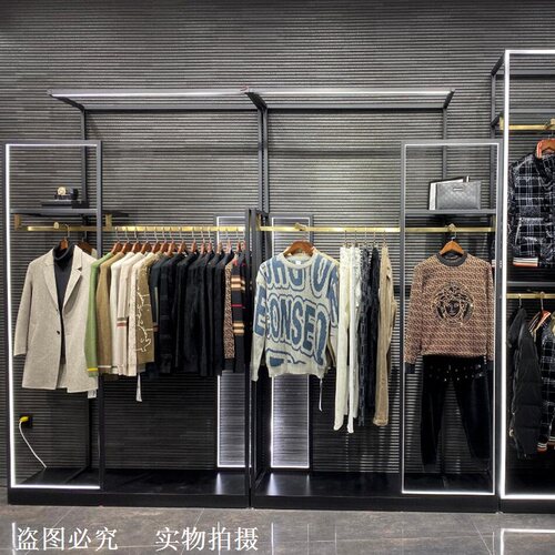 服装店展示架落地式货架带灯发光挂衣架子男女装中岛架陈列架移动 - 图1