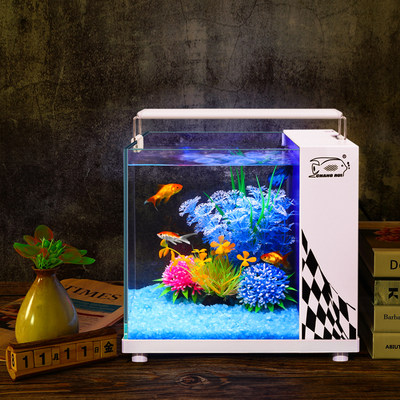 鱼缸水族箱客厅中小型家用桌面创意懒人免换水生态超白玻璃水草缸 虎窝淘