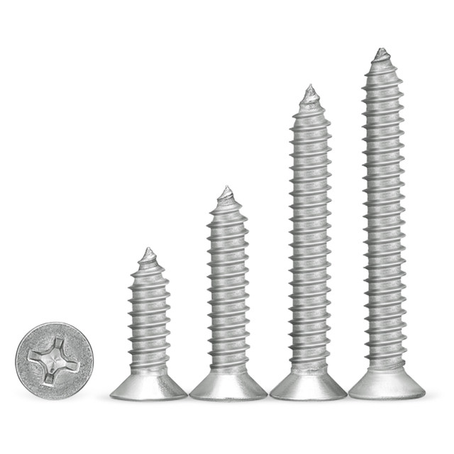 304 stainless steel self-tapping screw cross countersunk wood screw lengthened flat head screw M2M3M3.5M4M5M6M