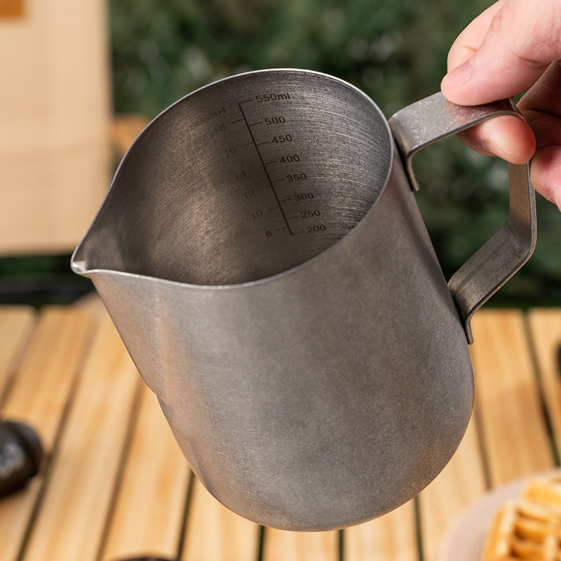 复古做旧内刻度拉花杯缸打奶泡杯尖嘴304不锈钢咖啡器具可明火,淘宝优惠券,粉丝福利购,淘宝优惠卷