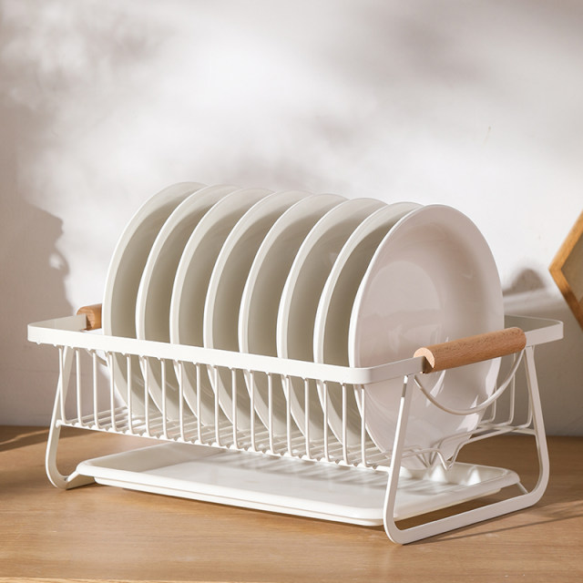 Kitchen dish storage rack drain basket