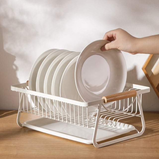 Kitchen dish storage rack drain basket