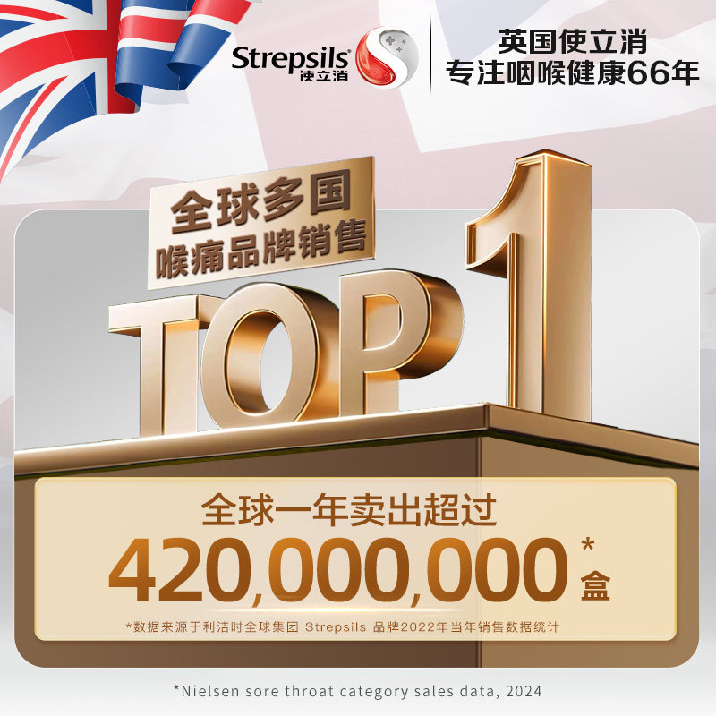 英国Strepsils进口使立消蜂蜜润喉糖教师护嗓子含片舒缓喉咙不适