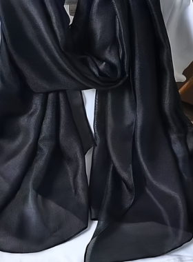 纯色披肩纱薄纱珠光围巾女海边