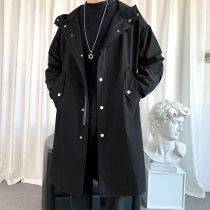 Wind coat mens mid-autumn winter plus cotton jacket 2023 new Inn Tide Cards Mens Long Knees Mens Big Clothes