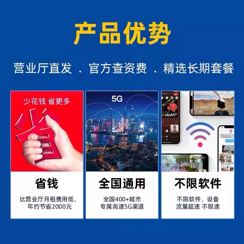 电信卡纯流量不限速上网卡电话手机卡学生套餐4G5G全国通用大王卡_虎窝淘