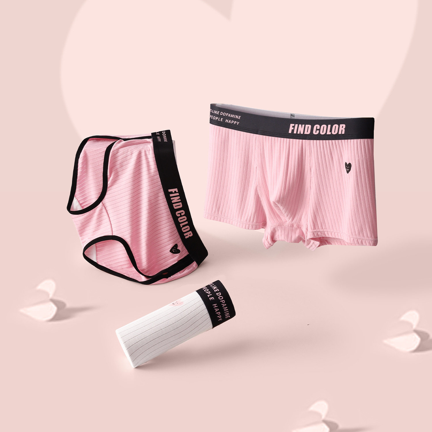 情侣内裤一男一女男士内裤男粉色可爱情人节女朋友送男友三角短裤