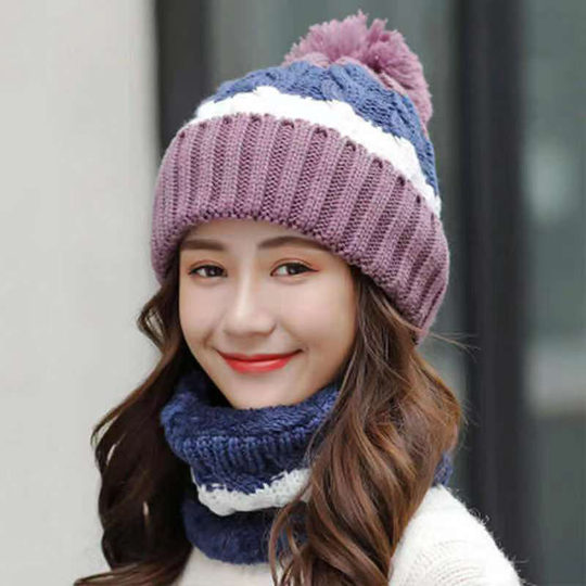 Women's winter big head circumference face-showing small woolen hat