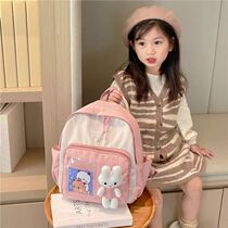 New light outdoor backpack male and female child rabbit double shoulder bag Elementary school bag children cute double shoulder bag bag
