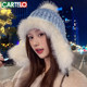 Cardile crocodile plush Lei Feng hat women's winter big head circumference showing face small thickened cycling cold-proof ear protection woolen hat