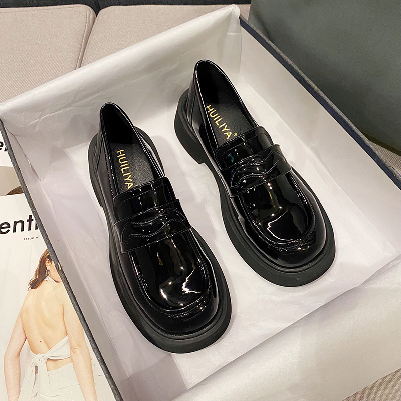 今年流行特惠乐福鞋女2025秋厚底鞋日系JK英伦风黑色小皮鞋一脚蹬 - 图1