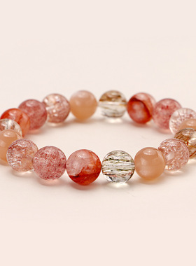 新中式水晶烟花超七手链女小众高级感彩发晶红胶花手串送女生礼物