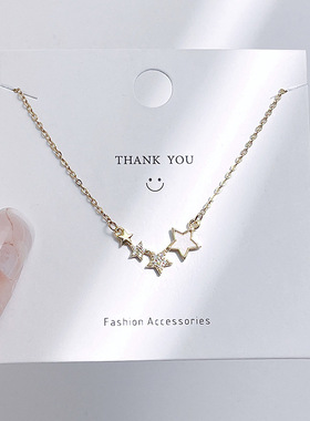 网红树叶项链女星星月亮锁骨链钛钢不掉色气质百搭个性设计感颈链