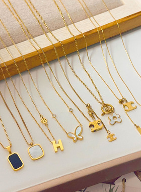 通勤时尚小众设计感钛钢项链女气质轻奢高级感真金电镀百搭锁骨链