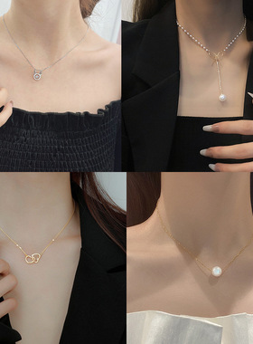 网红轻奢钛钢项链女百搭小众设计感时尚吊坠气质锁骨链不掉色饰品