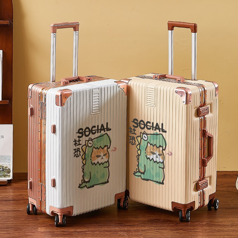 2025卡通高颜值行李箱女大容量加厚学生拉杆铝框男20寸密码旅行箱 - 图2