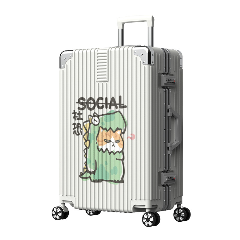 2025卡通高颜值行李箱女大容量加厚学生拉杆铝框男20寸密码旅行箱 - 图3