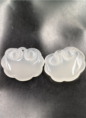 天然白玉髓平安锁吊坠复古风半宝石白玛瑙同心锁守护爱情保佑平安