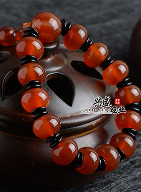 天然红玛瑙手链男士款手串佛珠水晶饰品本命年礼物美女情侣玉手饰
