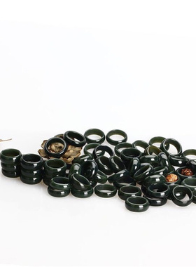 天然和田玉戒指 新疆青玉指环 男女士情侣款尾戒对戒个性拇指玉环