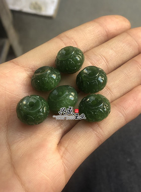 diy碧玉老坑菠菜绿回纹菩提散珠