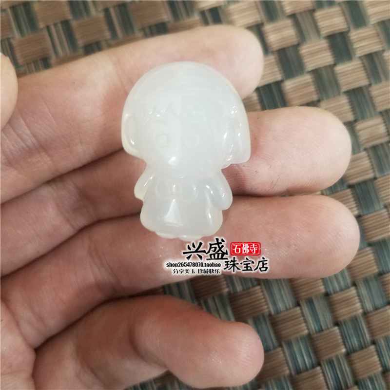 兴盛玉业玉石hellokitty吊坠白玛瑙樱桃小丸子挂件玉髓KT猫头挂坠