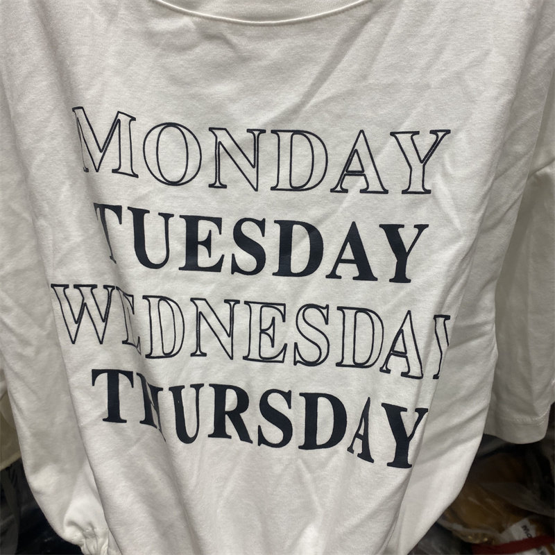 姐妹家366正品女夏露背镂空链条设计短袖抽绳收腰短款字母印花T恤