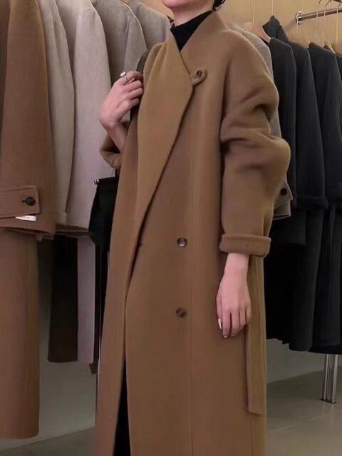 工厂直售羊毛大衣女2025年新款高端不起球双面羊毛大衣长款韩版