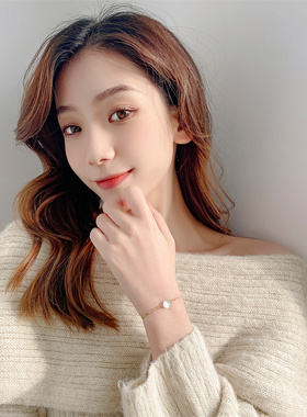 时尚简约可调节设计感水钻猫眼石手链女网红ins小众学生链条手环