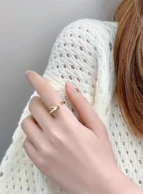 小众ins设计感竹节指环开口戒指2022韩国网红设计感几何简约手饰