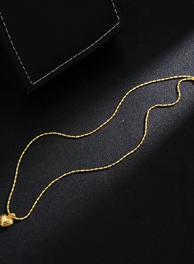 黄铜捶打面双面爱心百搭时尚项链