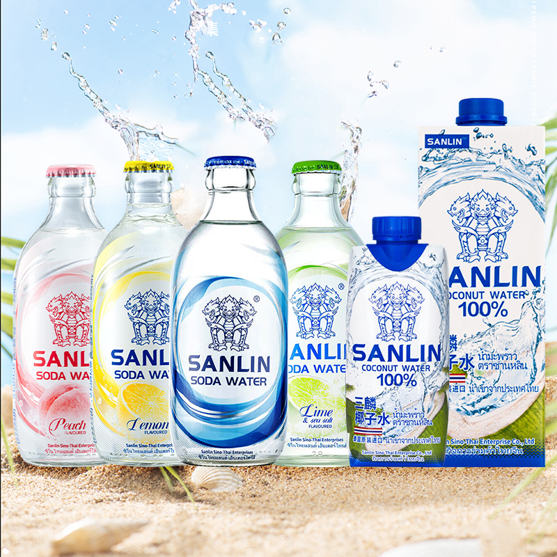 三麟苏打水椰子水无糖碱性气泡水0糖0卡0脂原味白桃海盐苏打汽水 - 图0