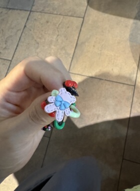 小众卡通动物造型戒指女彩色拖鞋滴油戒指