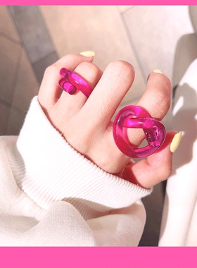 green透明爱心戒指个性简约