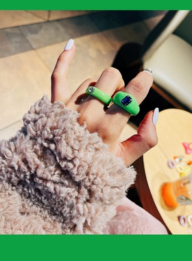 戒指绿森林女亚克力原创设计戒指