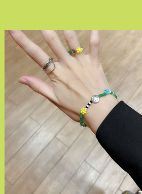 green手工编织韩版花卉全新手链