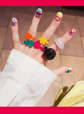 绿森林女透明日韩可爱戒指