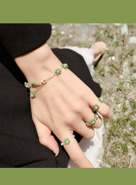 买一送一花朵戒指编织手工泫雅风