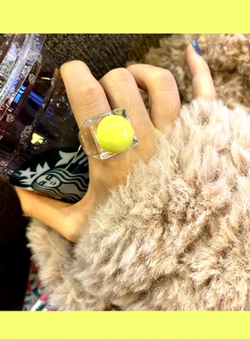 几何形女亚克力日韩戒指