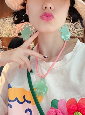 韩系ins风幸运叶草长项链小众感百搭千禧辣妹y2k轻亚毛衣链