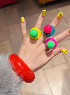 几何形戒指指环亚克力卡通可爱