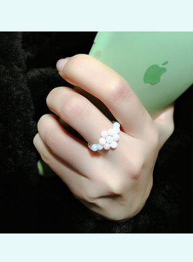 编织花朵戒指买一送一同款泫雅风