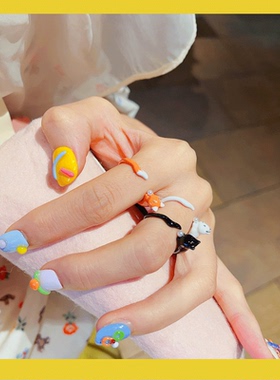 其他女滴油日韩可爱戒指