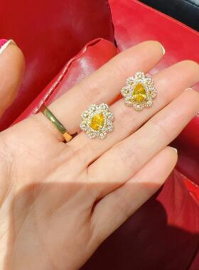法式复古宝石套装金贵妇水滴祖母绿锆石戒指耳钉森系