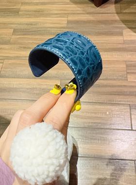 欧美风手镯跨境开口可调节鳄鱼皮蛇皮纹理多色复古个性手环