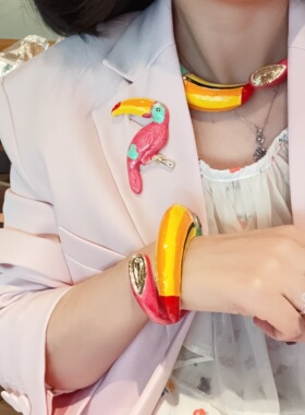 多巴胺撞色几何手链项链套装